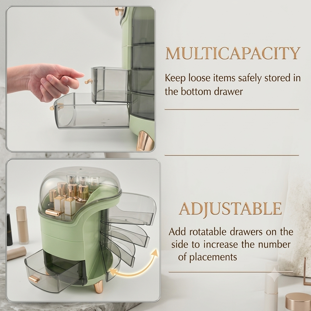 Premium Makeup & Skincare Storage Organizer Box with Multiple Drawers