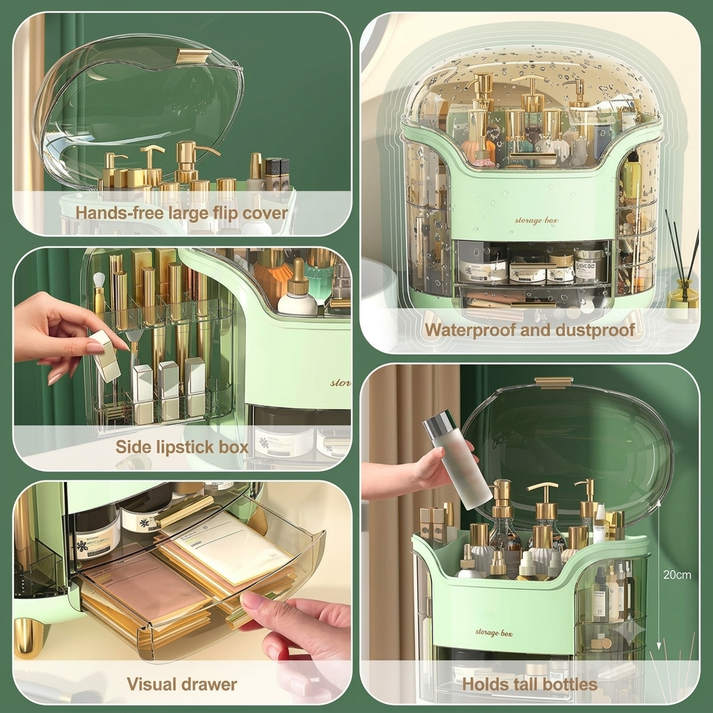 Premium Makeup & Skincare Storage Organizer Box with Multiple Drawers