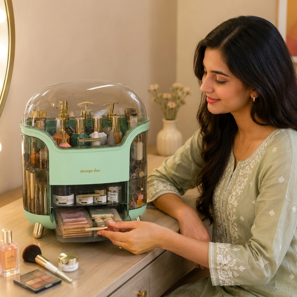Premium Makeup & Skincare Storage Organizer Box with Multiple Drawers